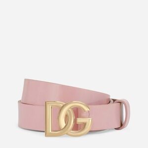 Dolce & Gabbana Patent Leather DG Logo Belt – Kid Size XL – Rosa – New